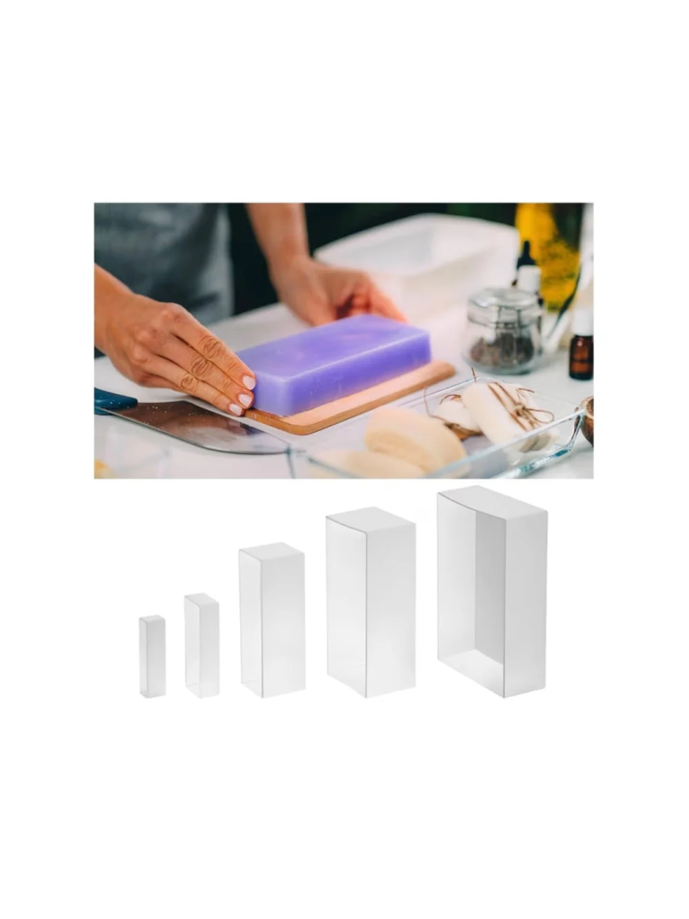 NEW QWORK Large Resin Molds 5 PCS Rectangle Silicone Epoxy Resin Deep Casting